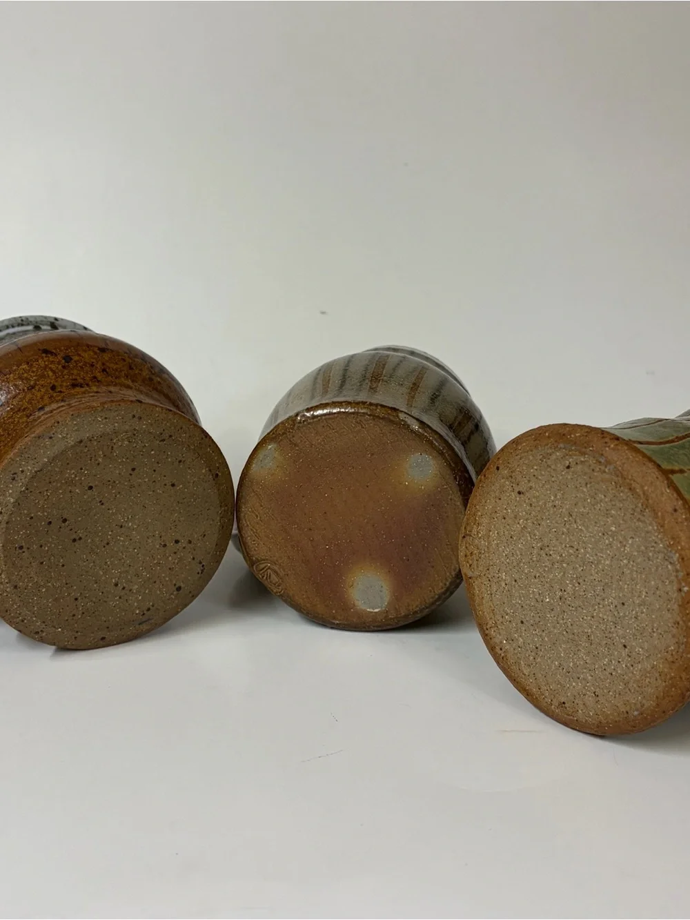 Studio Art Pottery Mug Ceramic Artist Signed Earthtone Multicolor Lot 3 Folk Art